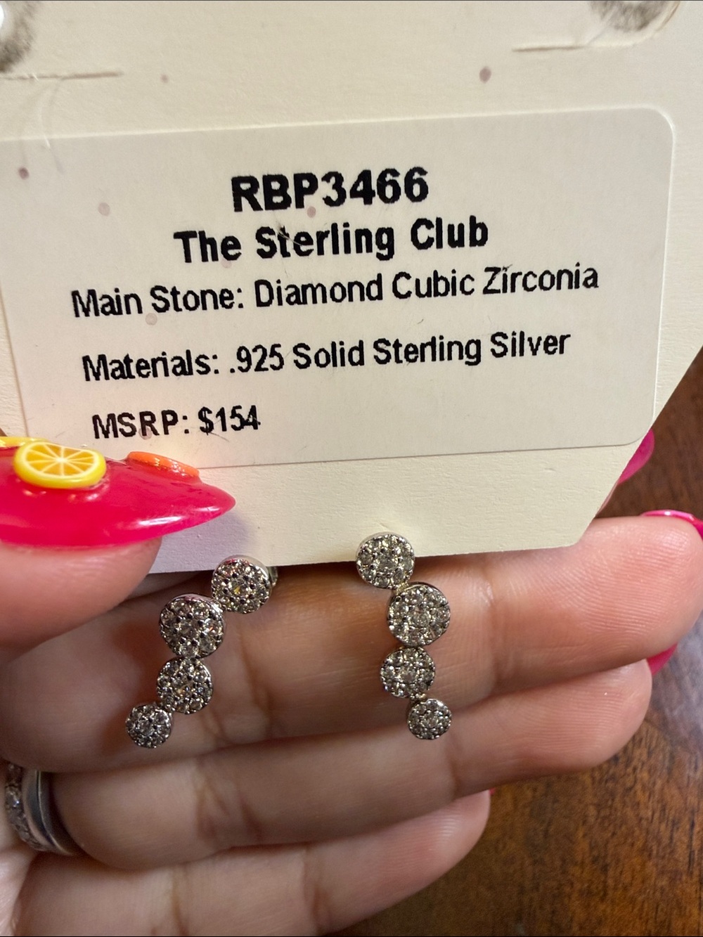 Solid Sterling silver 925. White Cubic Zirconia Drop Earrings